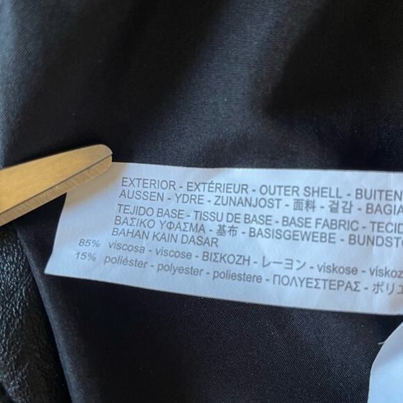 Zara Moto Distressed Faux Leather Studded Jacket with Sweatshirt Hood XS Black - Picture 11 of 16